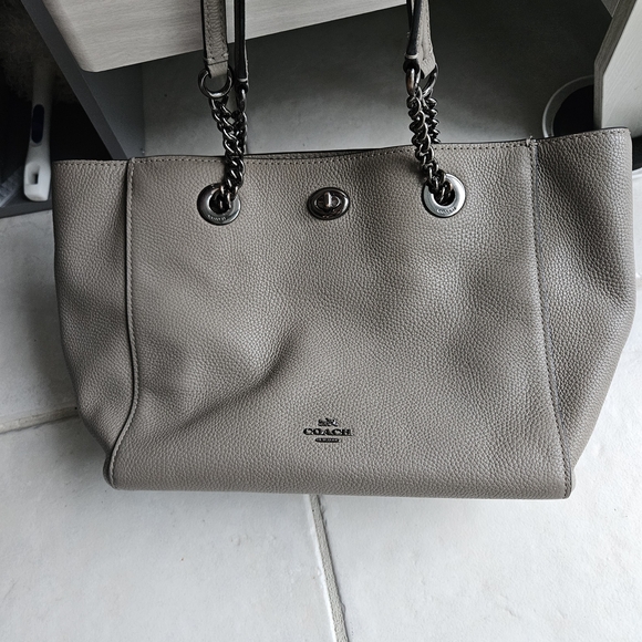 Coach Gray Leather Tote Bag - Picture 1 of 7